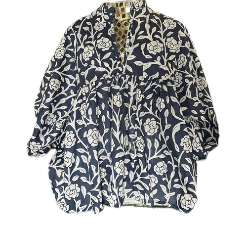Chloe Top-Blue/White