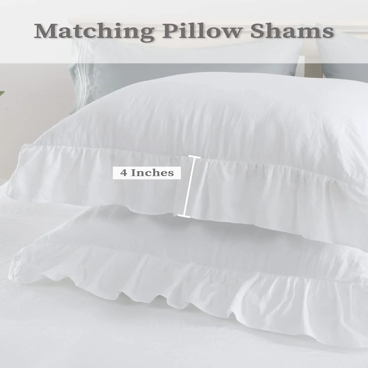 Queen White Microfiber Ruffle Duvet Cover Set, 3-Piece