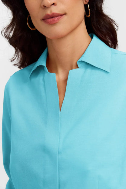 Taylor 3/4 Sleeve Shirt-Capri Blue
