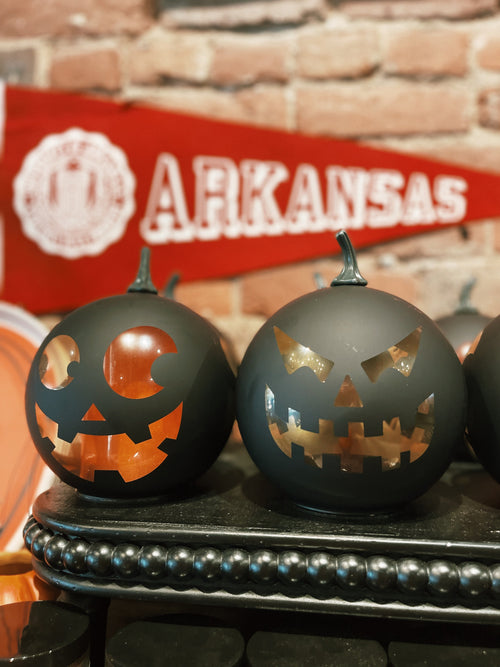 Lighted Glass Jack-O-Lantern