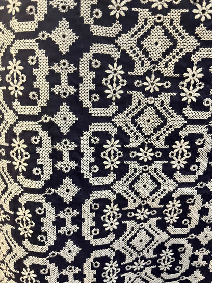 Tiffany EmbroideredDress-Navy/White