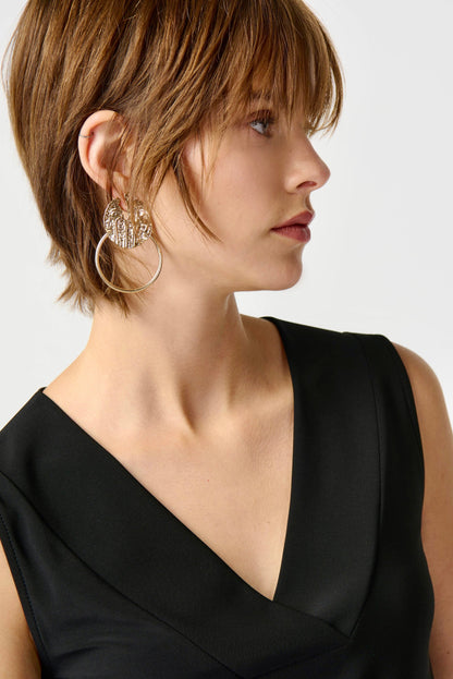 Silky Knit Sleeveless Top - Black