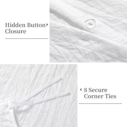 Queen White Microfiber Ruffle Duvet Cover Set, 3-Piece