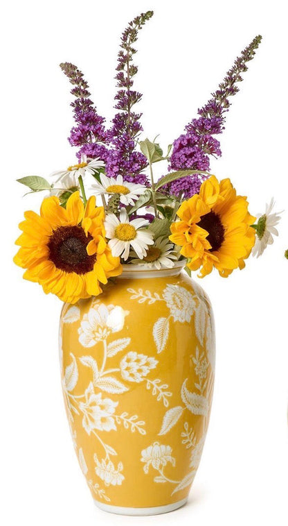 Flora and Fauna Yellow Floral Vases - Porcelain