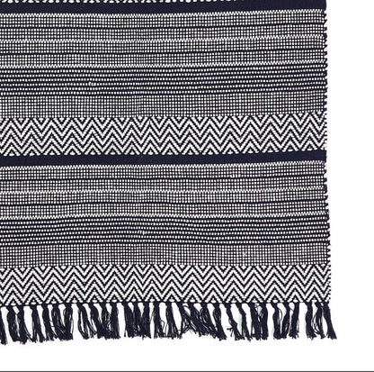 Navy Striped Rug 3’x5’