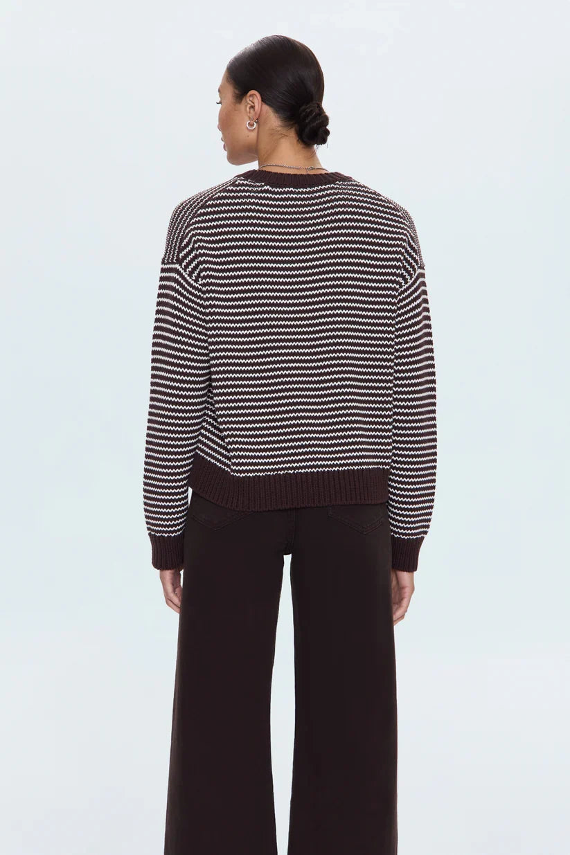 Aura Relaxed Crew Mocha Stripe