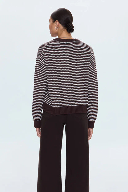 Aura Relaxed Crew Mocha Stripe