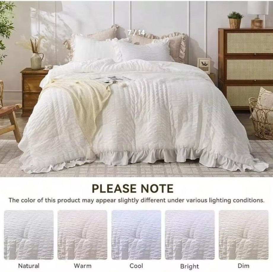 White Atelier Fluffy Ruffle Comforter Set – Farmhouse Chic