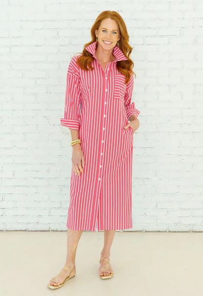 Libby Stripe Dress- Red