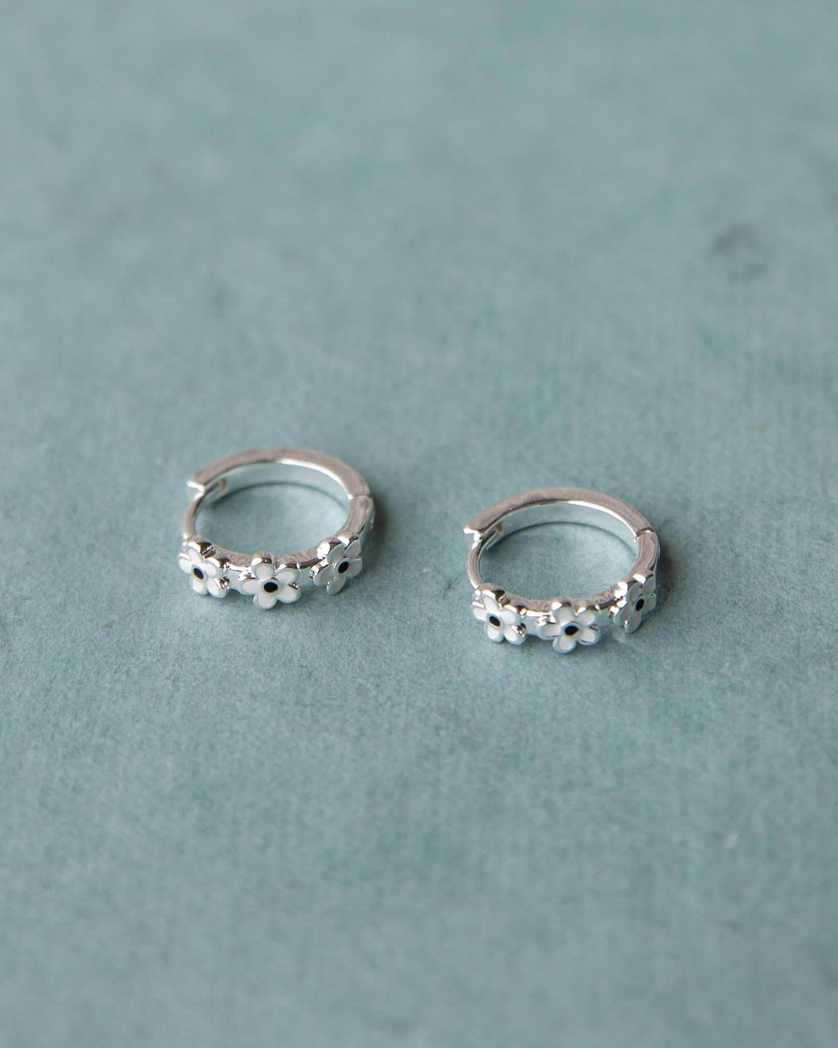 Silver In Bloom Huggie Hoop