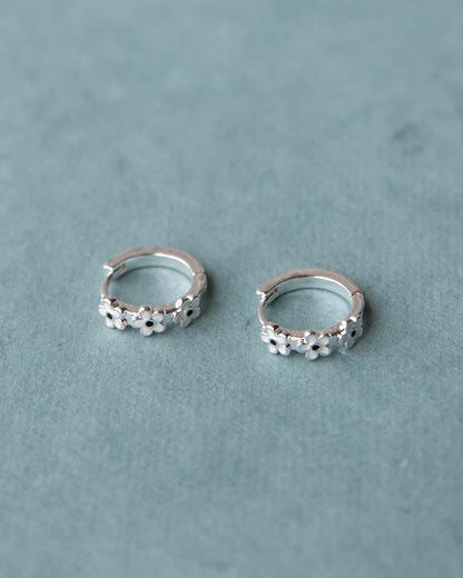 Silver In Bloom Huggie Hoop