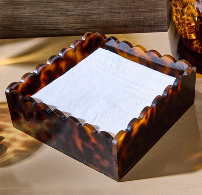 Tortoise Scalloped Cocktail Napkin Holder
