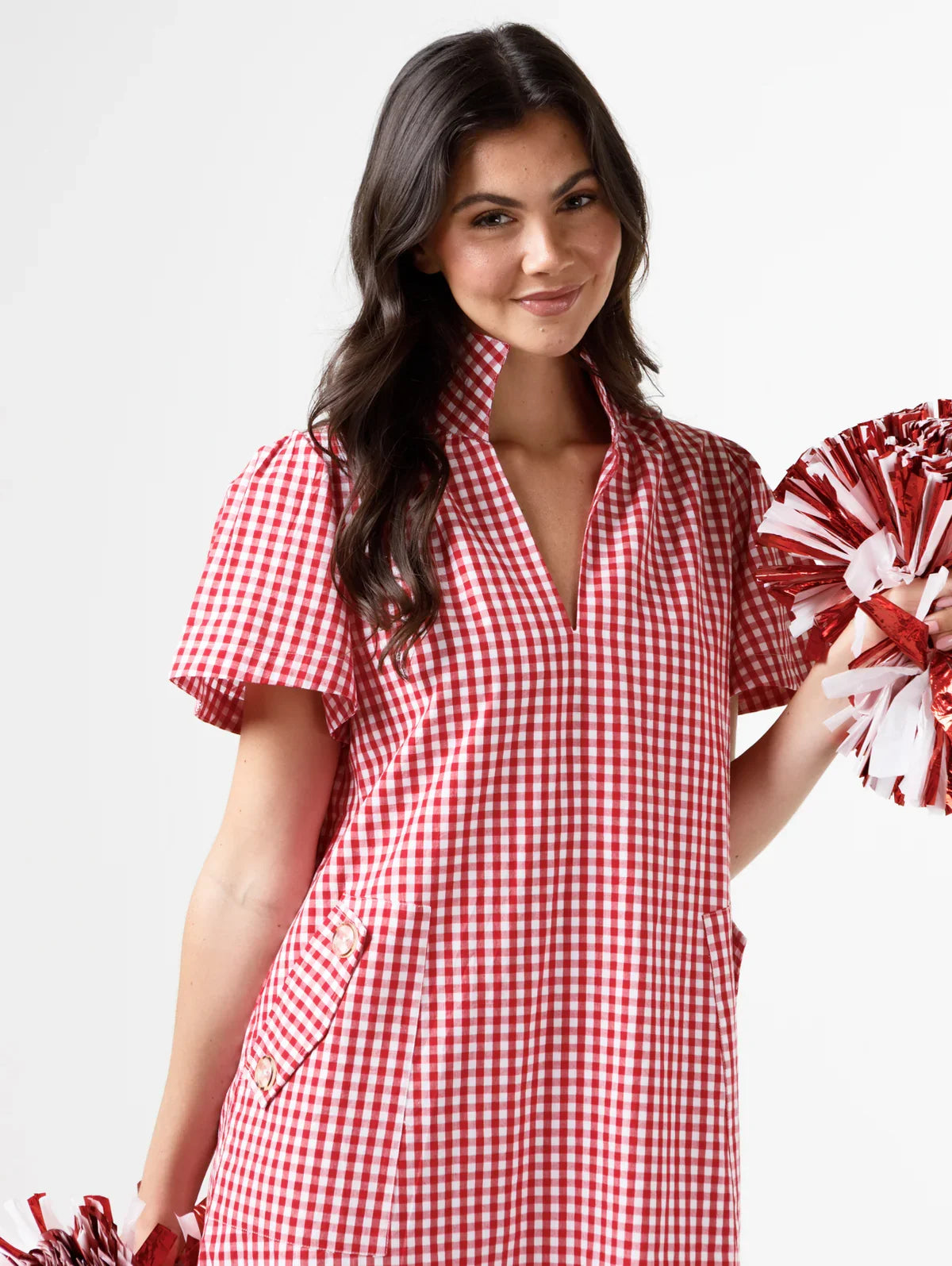 Gretchen Dress - Crimson/White Gingham