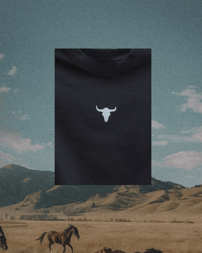 "Bison Skull" Crop Pullover