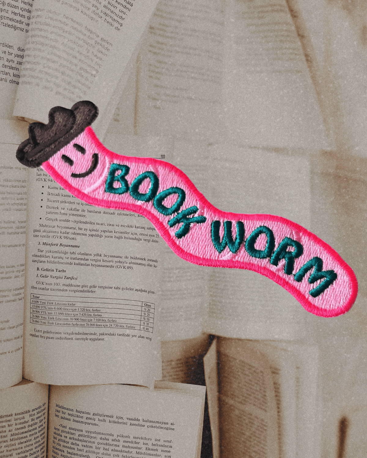 Book Worm Cowboy Embroidered Bookmark