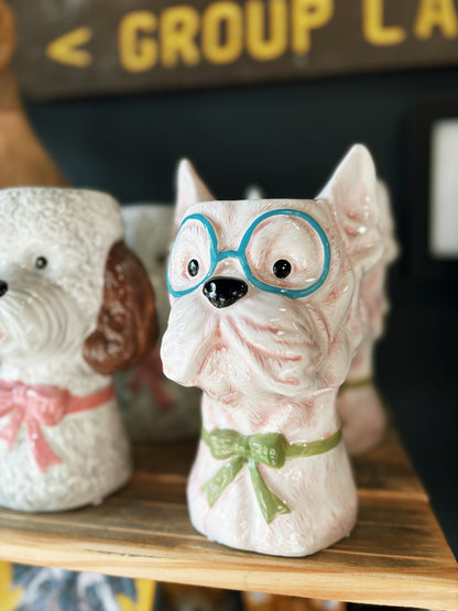 Ceramic Dog with Bows Vases