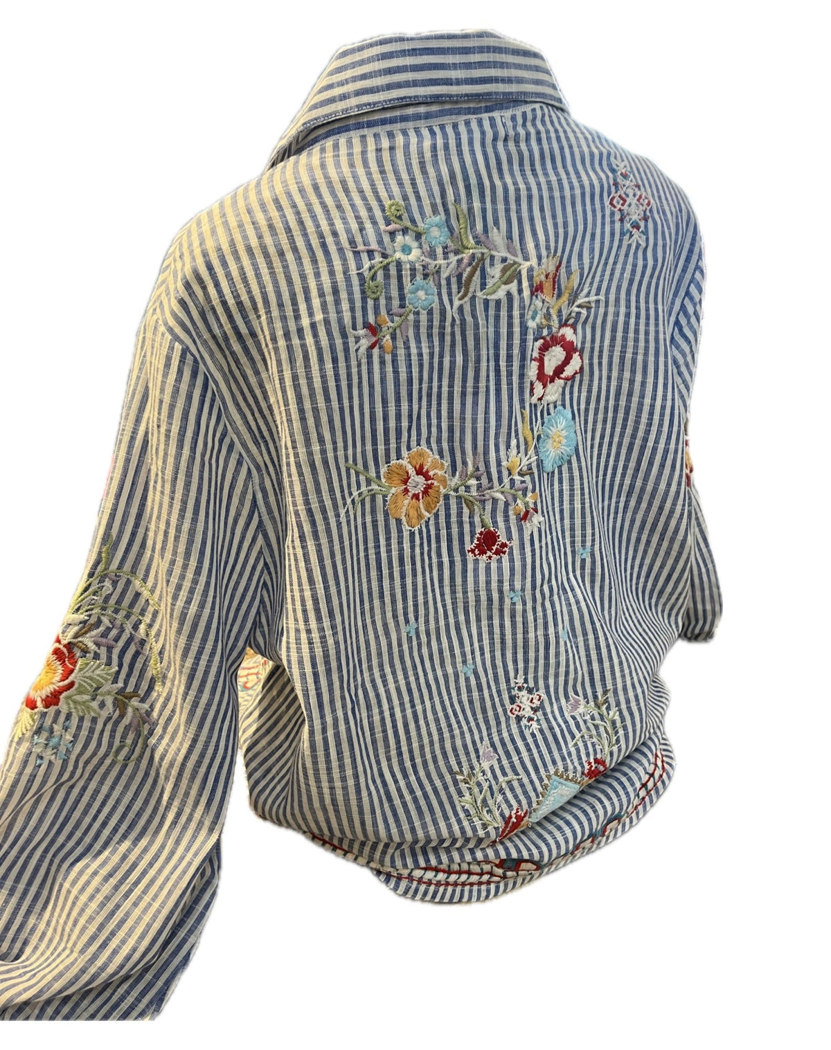 Enola Blouse-Blue/White Stripe