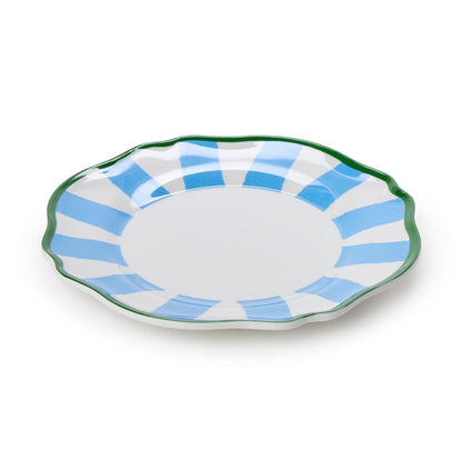 BLUE STRIPED SALAD / DESSERT PLATES-Set of 4