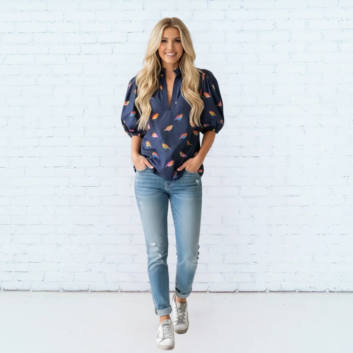 Anna Bird Top Navy