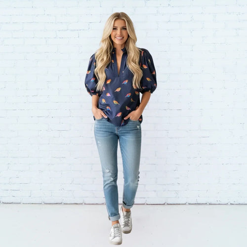 Anna Bird Top Navy