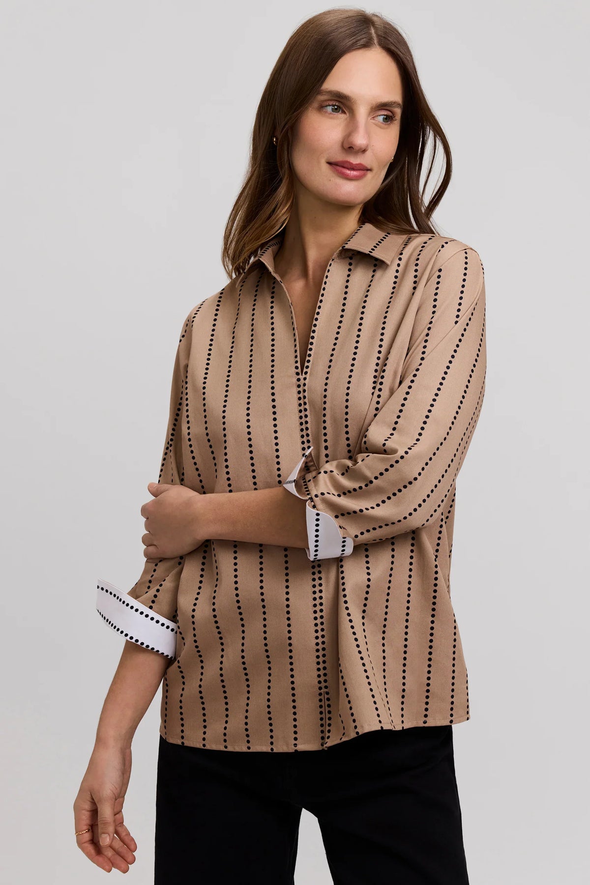 Agnes Dotted Stripe 3/4 Sleeve Shirt