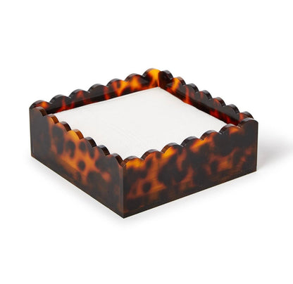 Tortoise Scalloped Cocktail Napkin Holder