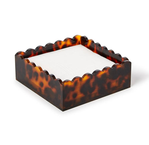 Tortoise Scalloped Cocktail Napkin Holder