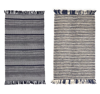 Navy Striped Rug 3’x5’