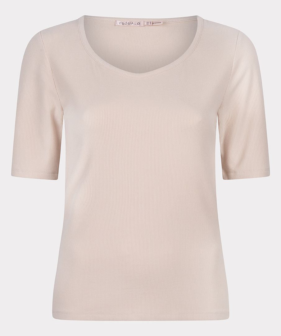 Short Sleeve Rib Top - Sand