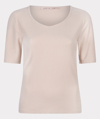 Short Sleeve Rib Top - Sand