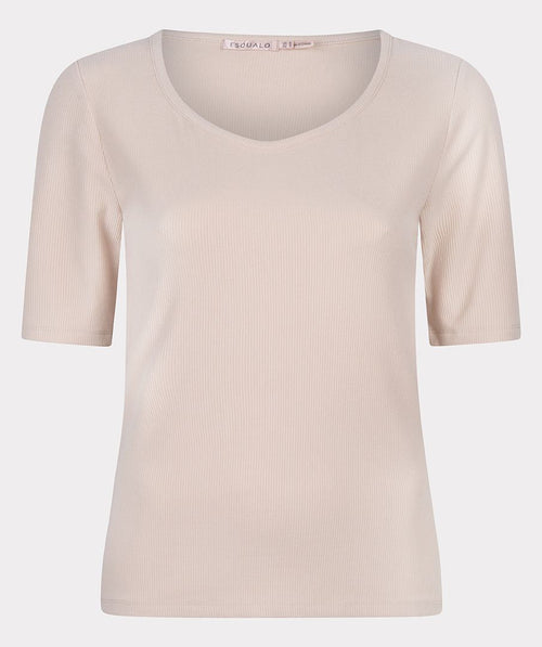 Short Sleeve Rib Top - Sand