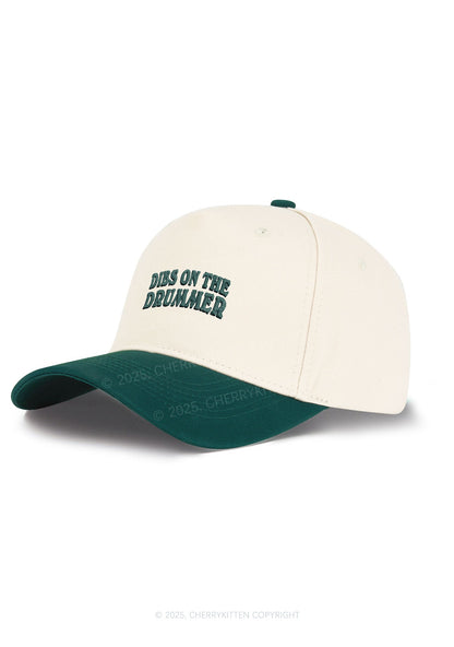 Embroidered Dibs On The Drummer Y2K Color Block Baseball Cap Cherrykitten