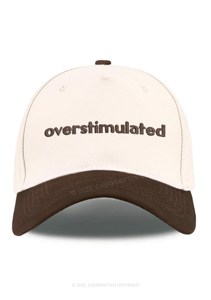 Embroidered Overstimulated Y2K Color Block Baseball Cap Cherrykitten