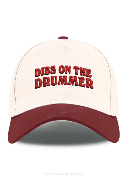 Embroidered Dibs On The Drummer Y2K Color Block Baseball Cap Cherrykitten