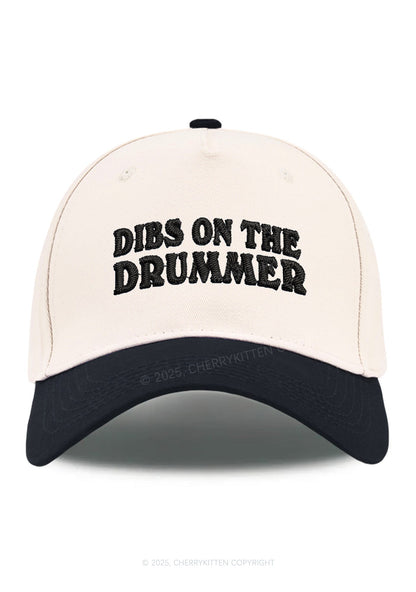 Embroidered Dibs On The Drummer Y2K Color Block Baseball Cap Cherrykitten