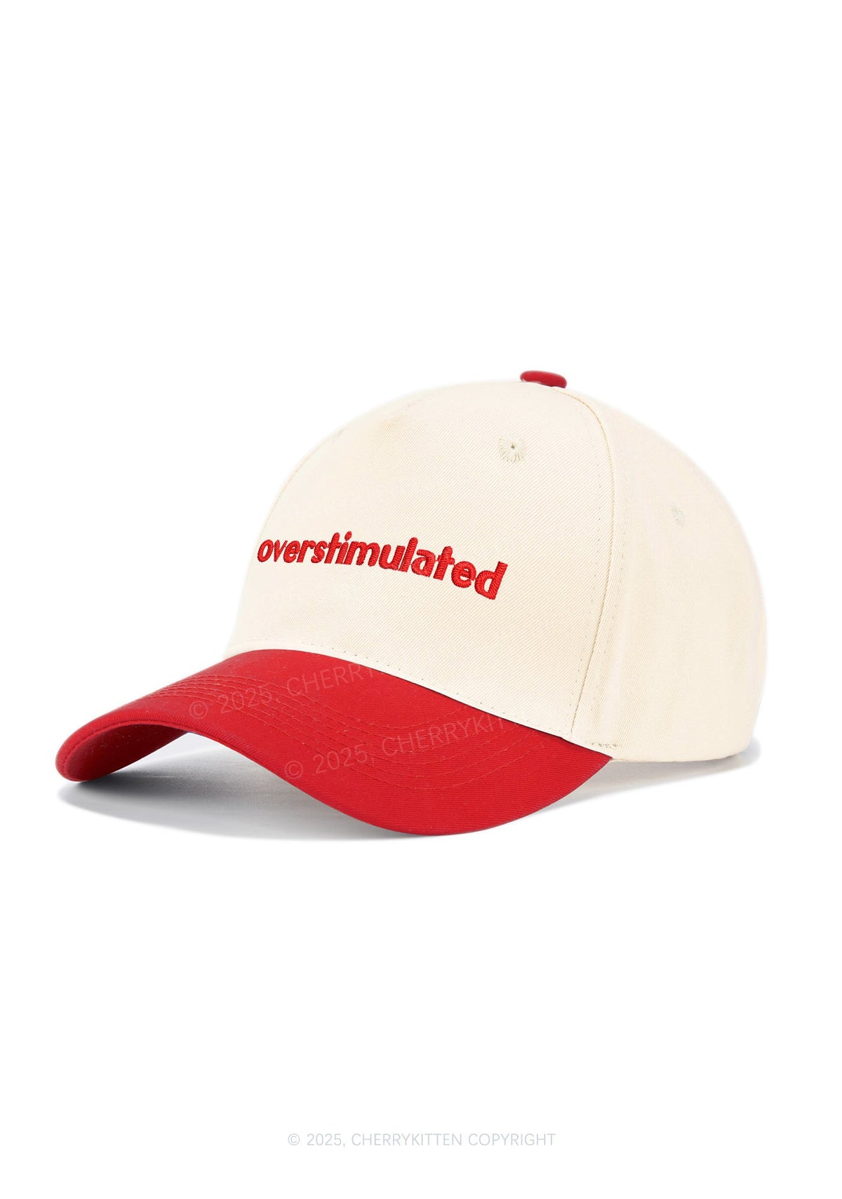 Embroidered Overstimulated Y2K Color Block Baseball Cap Cherrykitten