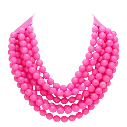 Chunky Multi-Strand Beaded Necklace with Magnetic Clasp