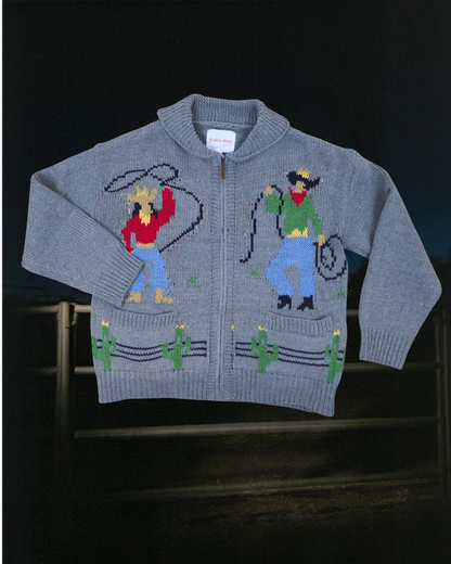 Cowgirl Knit Zip-Up Cardigan - Grey