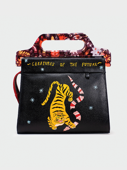 Vali Crossbody Handbag: Tiger And Snake Print (Black)