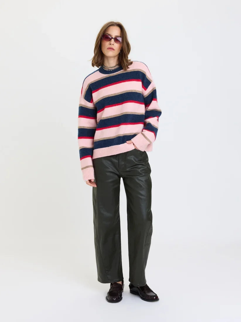 Carlyle Everyday Crew Sweater Coral Stripe