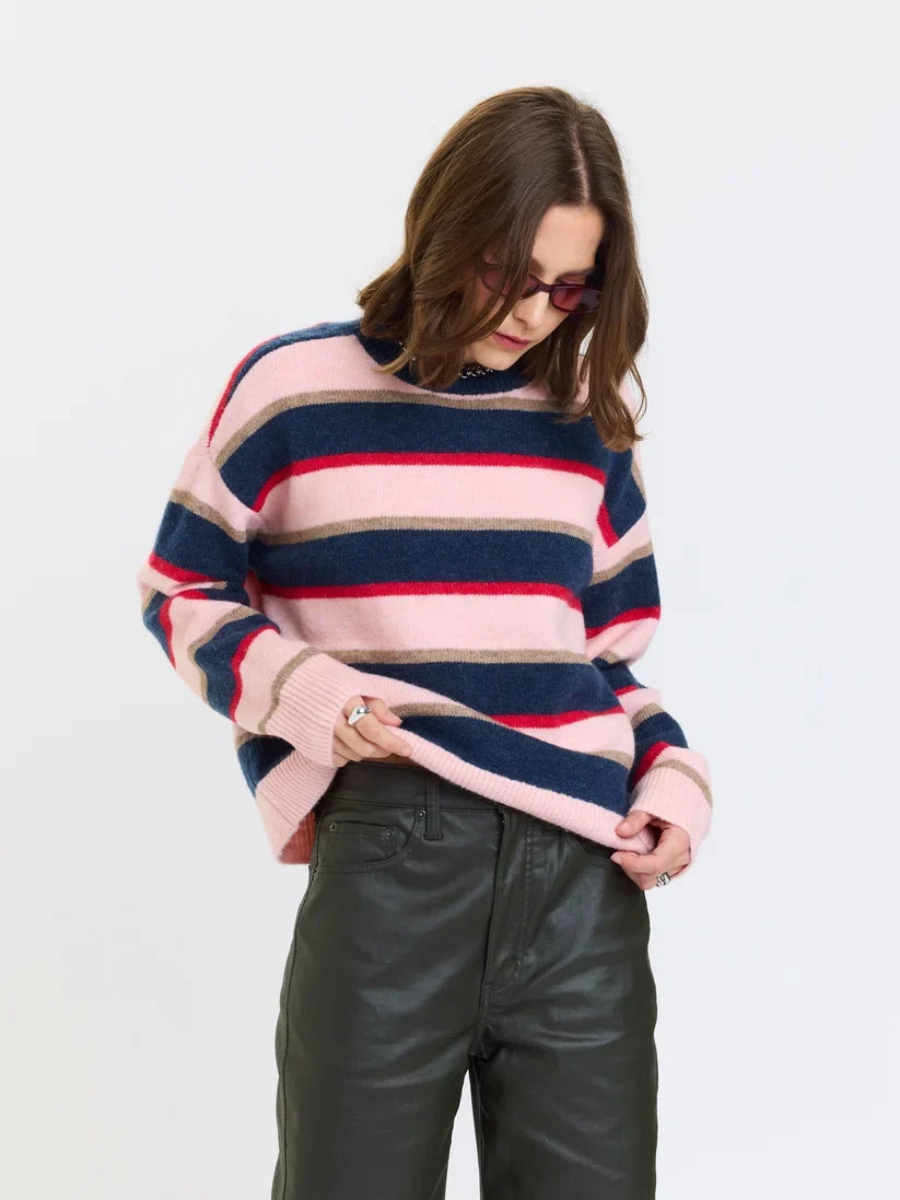 Carlyle Everyday Crew Sweater Coral Stripe