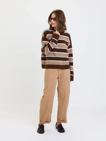 Carlyle Everyday Crew Neck Sweater- Dune Stripe