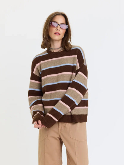 Carlyle Everyday Crew Neck Sweater- Dune Stripe