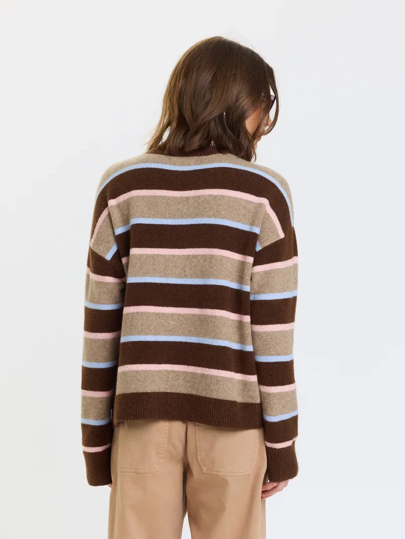 Carlyle Everyday Crew Neck Sweater- Dune Stripe