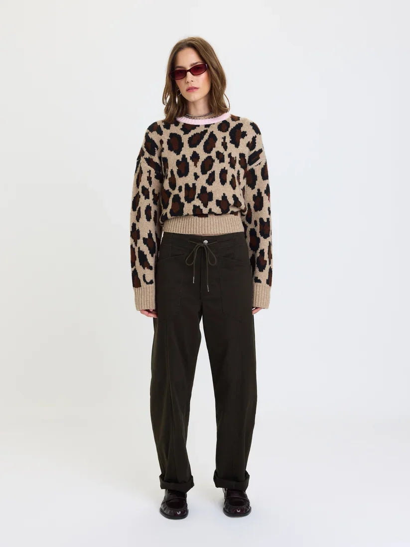 Villa Drawstring Barrel Pant- Fern