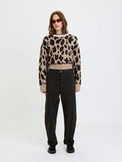 Villa Drawstring Barrel Pant- Fern