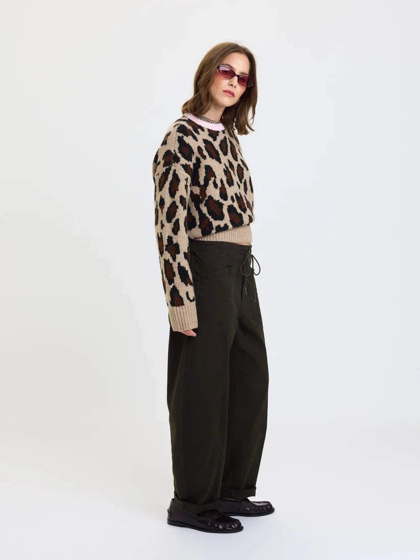 Villa Drawstring Barrel Pant- Fern