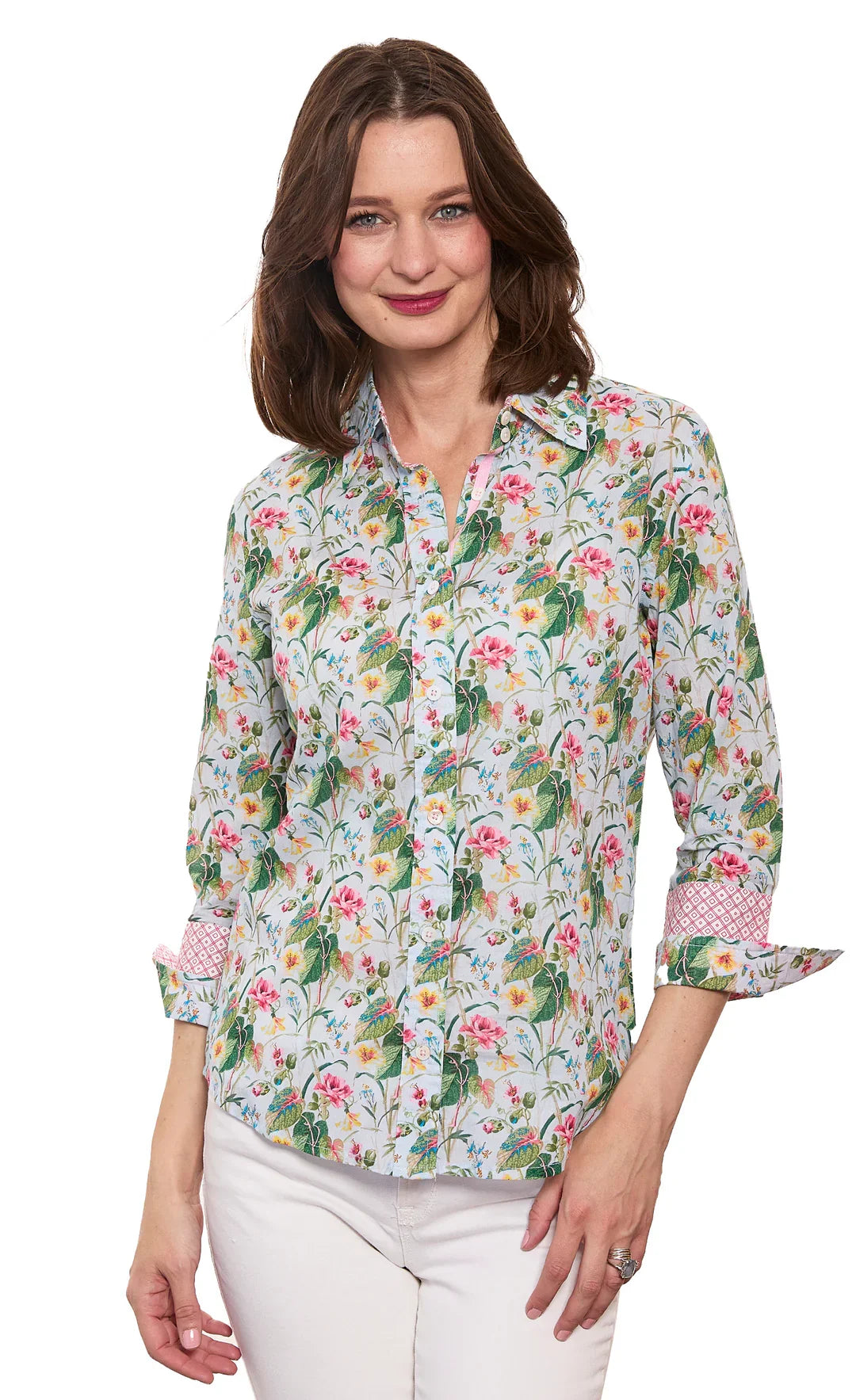 Rome 3/4 Sleeve Top-Blue Floral