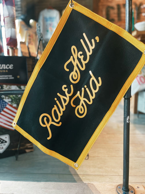 Raise Hell Kid Camp Flag