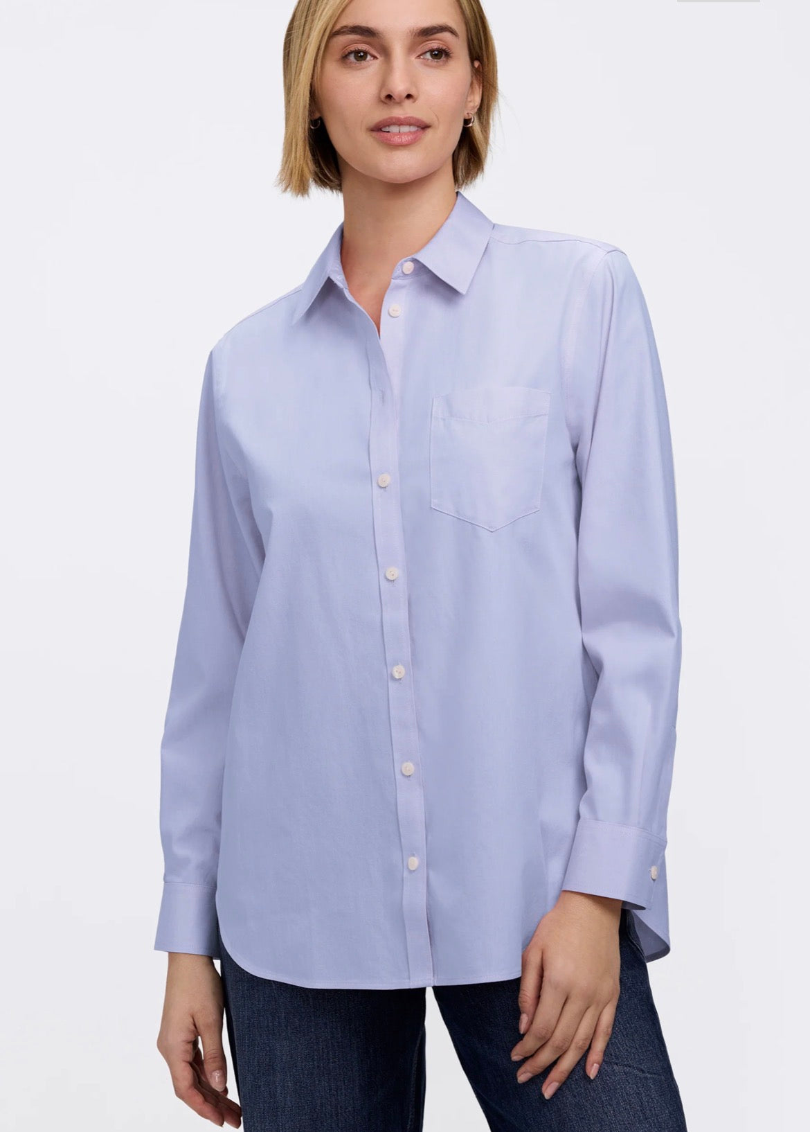 Boyfriend No Iron Pinpoint Long Sleeve Tunic